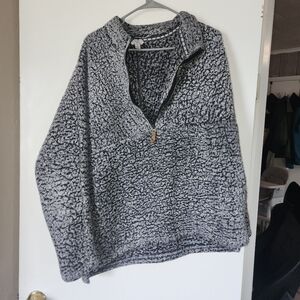 Cozy Gray Sherpa Pullover